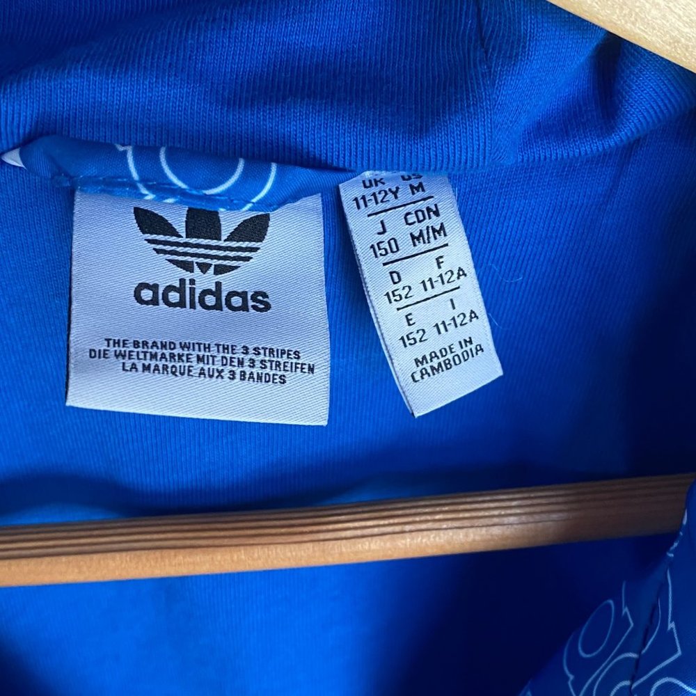 adidas Originals Boys' Big Trefoil Print Windbreaker DH2698 full zip sz US youth - Picture 5 of 7